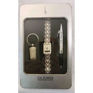 Vintage Toronto Tower Gift Set Watch Pen Key Chain In Case X 2 Made In China